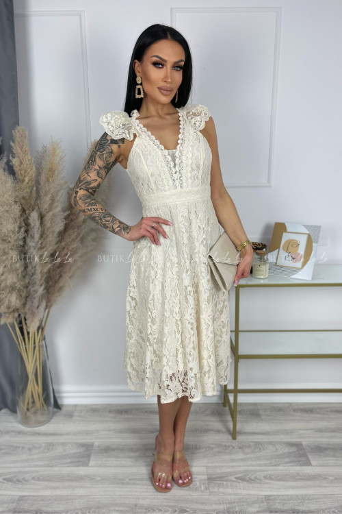 Sukienka koronkowa kremowa Elisa