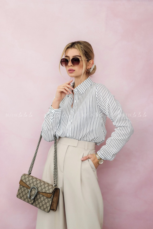 Spodnie materiałowe z prostymi nogawkami kremowe Nerion 5