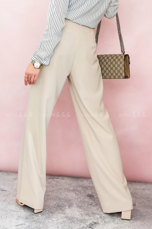 Spodnie materiałowe z prostymi nogawkami kremowe Nerion 10