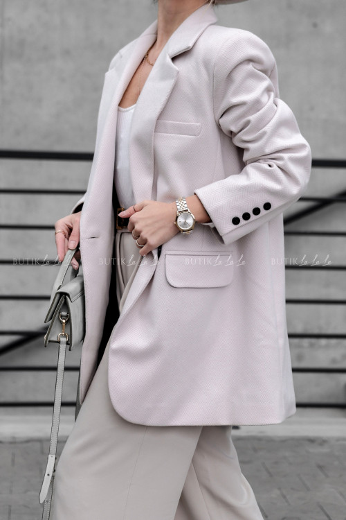 Marynarka w jodełkę kremowo biała Albatros