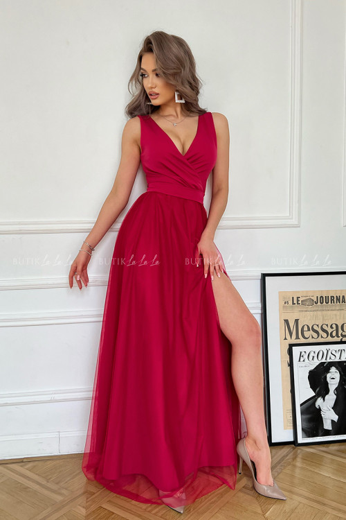 sukienka fuksja maxi Laossi