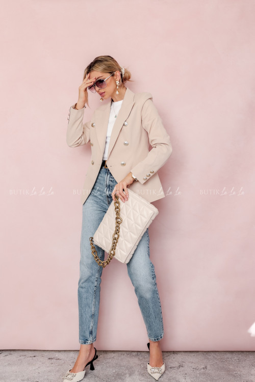 Marynarka dwurzędowa beżowa Dahalia 1