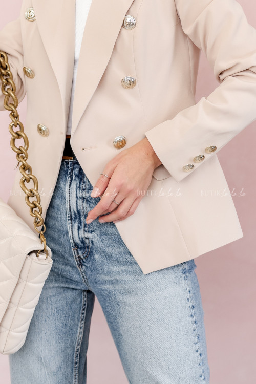 Marynarka dwurzędowa beżowa Dahalia 2