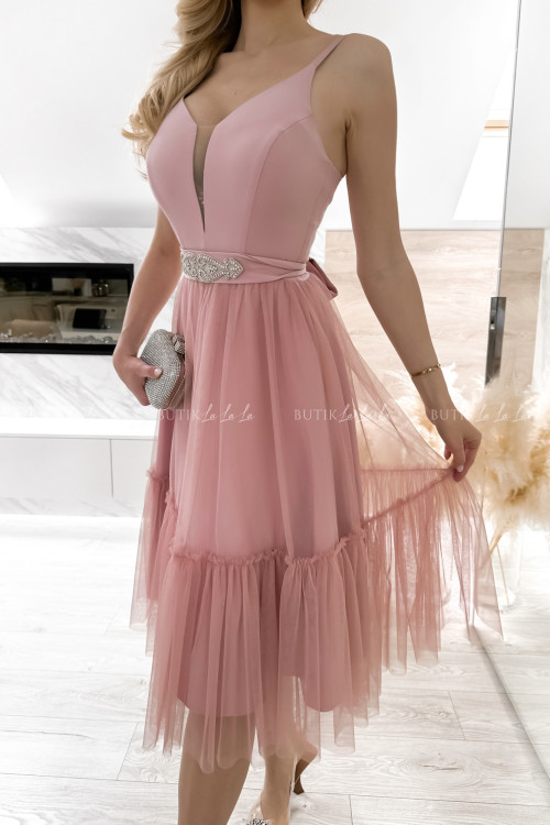 Sukienka midi pudrowa Lesley 3