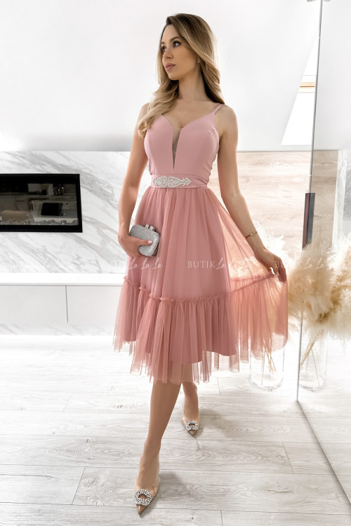 Sukienka midi pudrowa Lesley 5