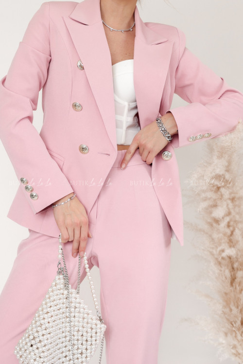 Marynarka dwurzędowa pudrowa Dahalia