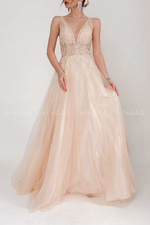 Sukienka maxi kremowa Lorasa