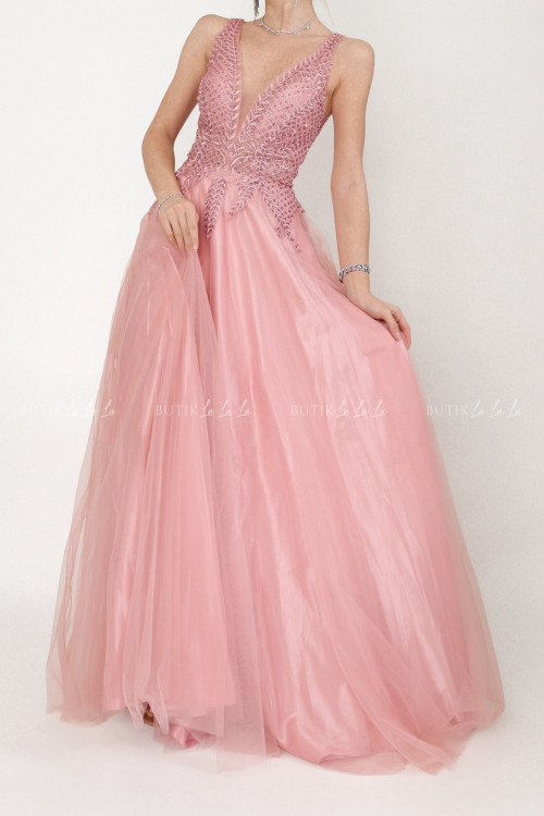 Sukienka maxi różowa Lorasa 1