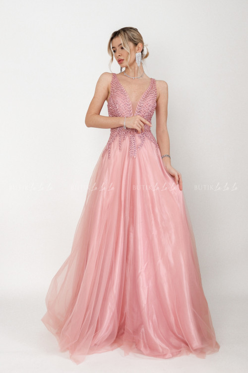 Sukienka maxi różowa Lorasa 2