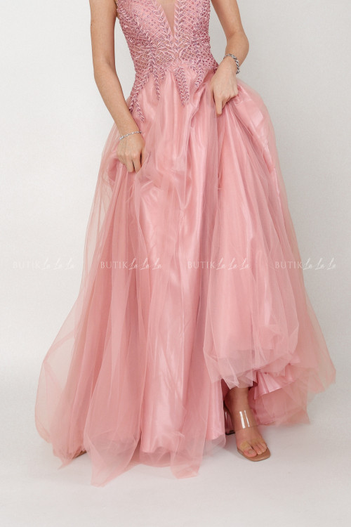 Sukienka maxi różowa Lorasa 3