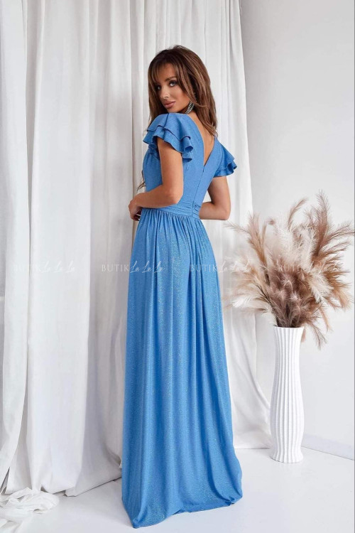 Sukienka maxi z brokatem niebieska Madeline 2