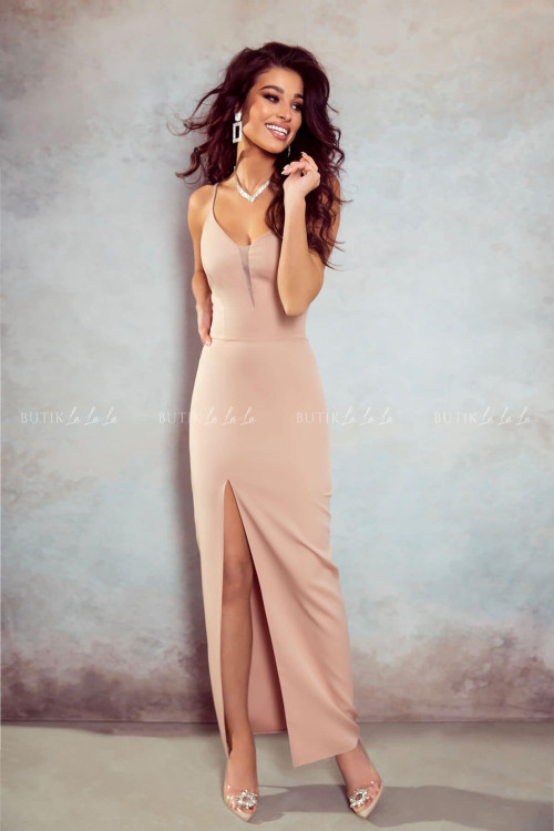 Sukienka maxi beżowa Audray