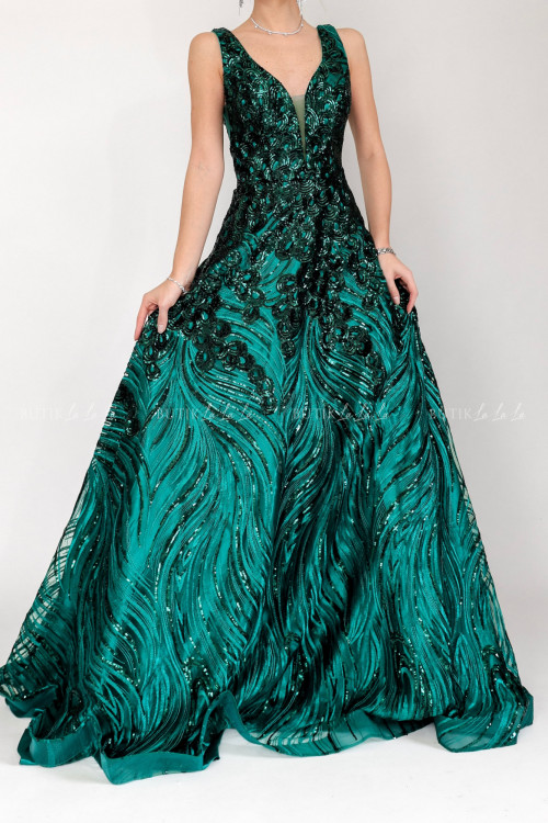 Sukienka maxi butelkowa zieleń Abigail 3