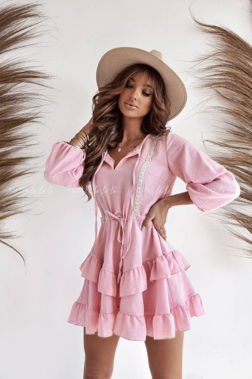 Sukienka lniana różowa Valentina 1