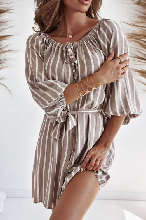 Sukienka brązowo biała Zoe