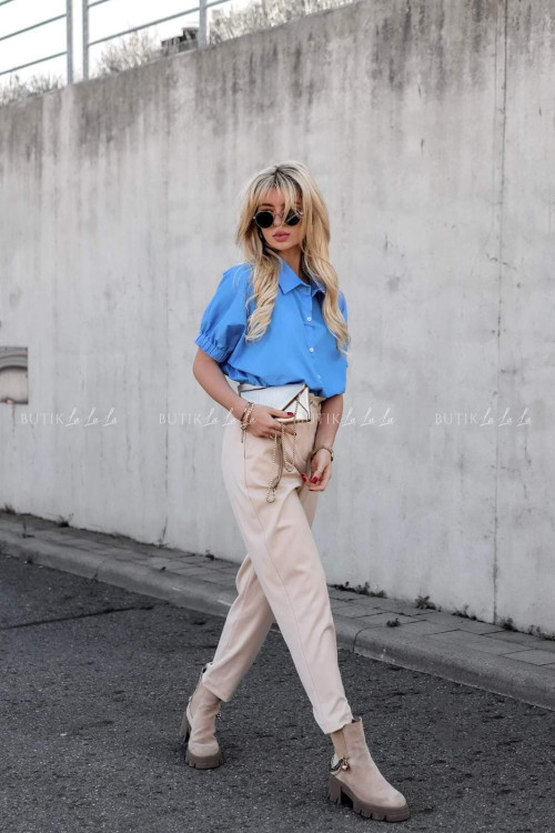 Koszula oversize na krótki rękaw niebieska Ashera 3