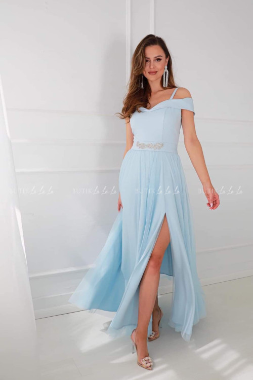 Sukienka błękitna z tiulowym dołem Lily 3