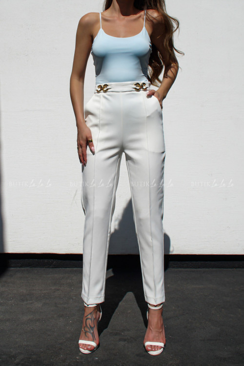 Spodnie białe z łańcuszkami Omaro