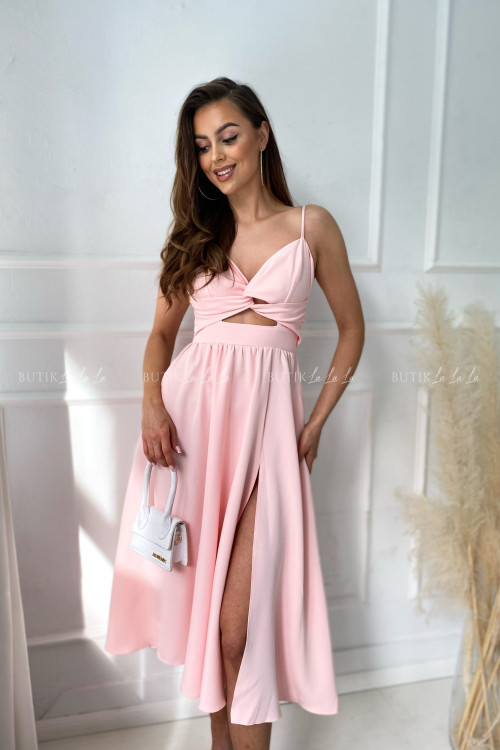 sukienka brzoskwiniowa z wycięciem Summer 2