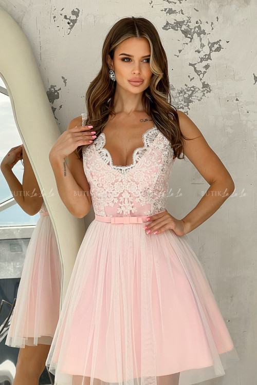 sukienka pudrowa koronkowo tiulowa Afrodyta 6
