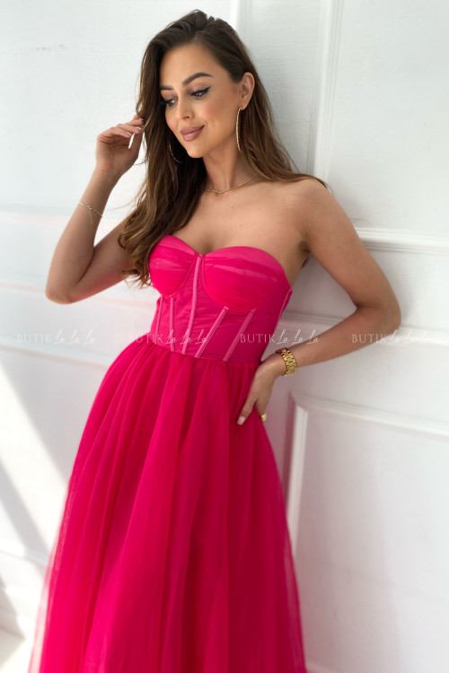 Sukienka tiulowa maxi fuksja Jadwige