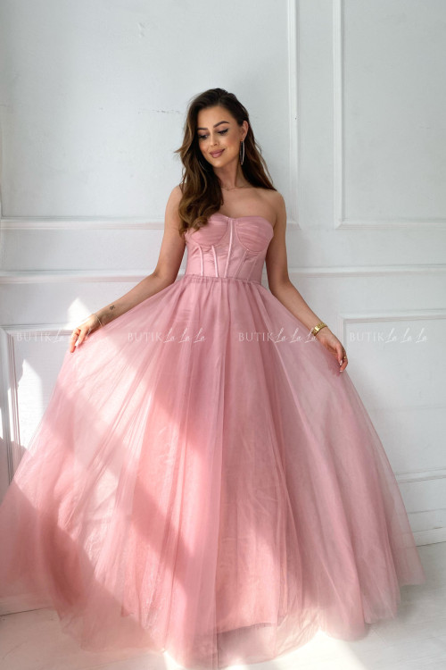 Sukienka tiulowa maxi pudrowa Jadwige