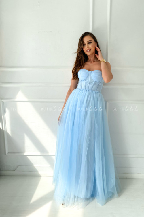 Sukienka tiulowa maxi błękitna Jadwige 2