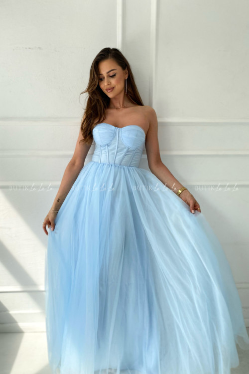 Sukienka tiulowa maxi błękitna Jadwige