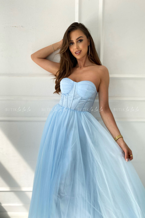Sukienka tiulowa maxi błękitna Jadwige 3