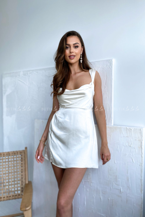 Sukienka satynowa kremowa Negra 2