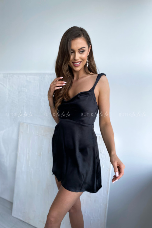 Sukienka satynowa czarna Negra