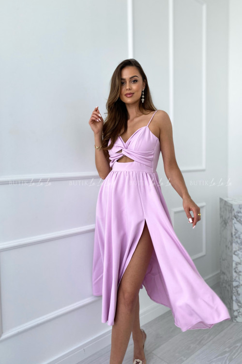 sukienka liliowa z wycięciem Summer