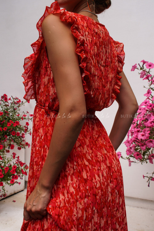 Sukienka w kwiatowy print z plisowanym dołem Marlin 1