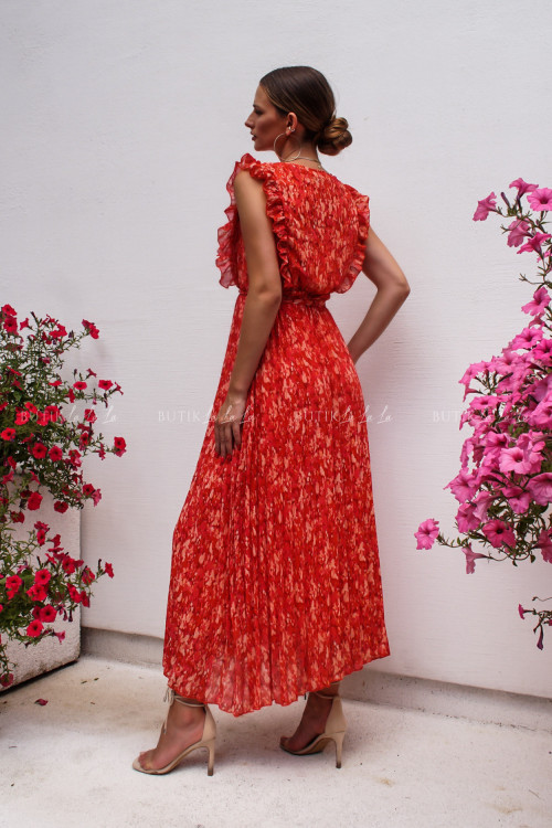 Sukienka w kwiatowy print z plisowanym dołem Marlin 2