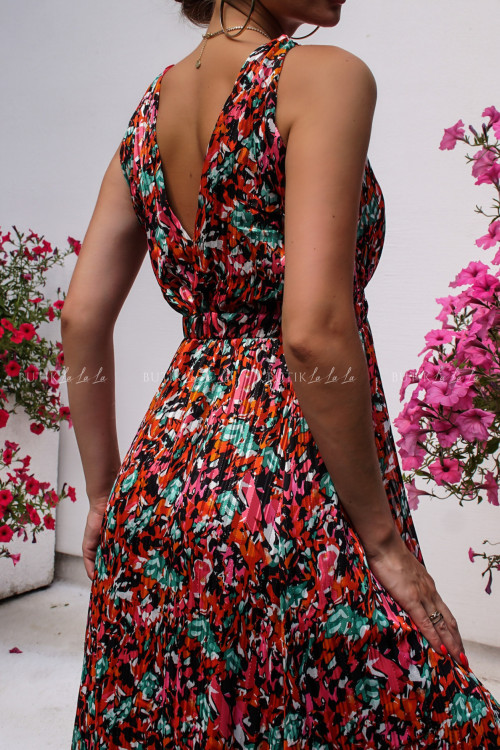 Sukienka plisowana w kolorowy print Maribella 1