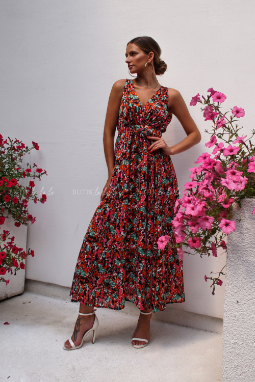 Sukienka plisowana w kolorowy print Maribella 3