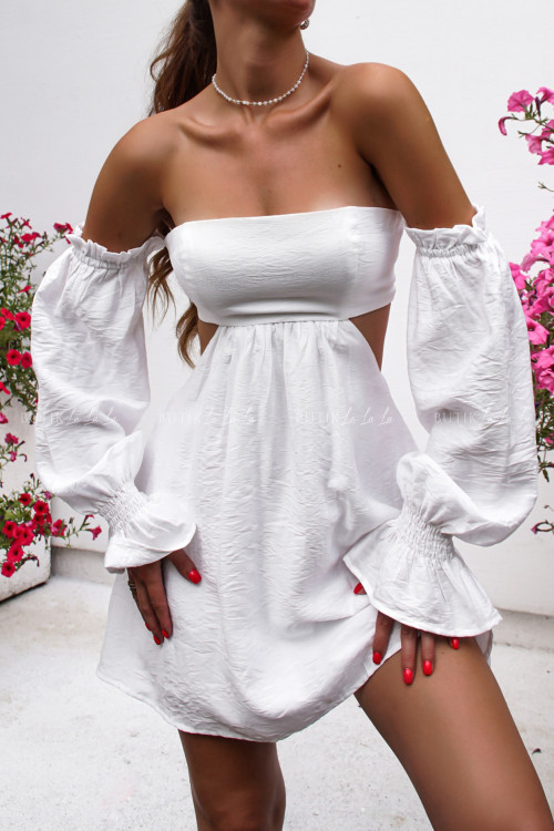 Sukienka biała z wycięciem Gloria