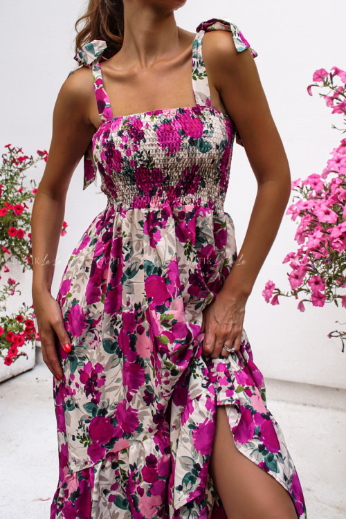 Sukienka w kwiatowy print z wiązanymi ramiączkami Jessa