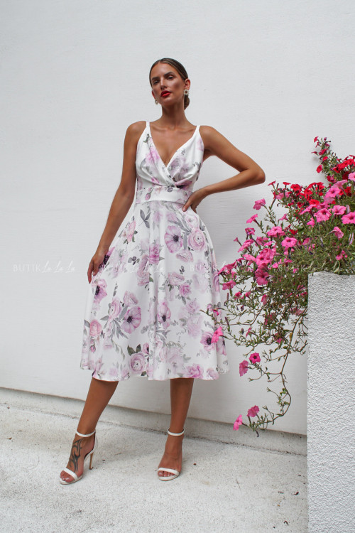 Sukienka biała w kwiatowy print Ameron 2