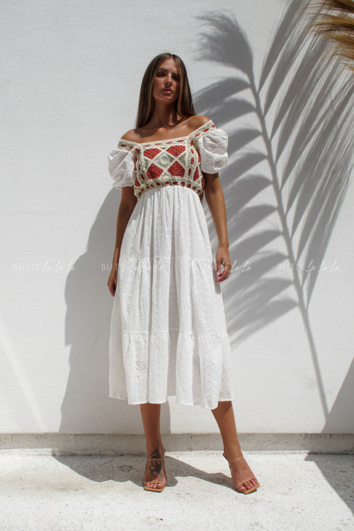 Sukienka midi ażurowa biała Nicolas 3