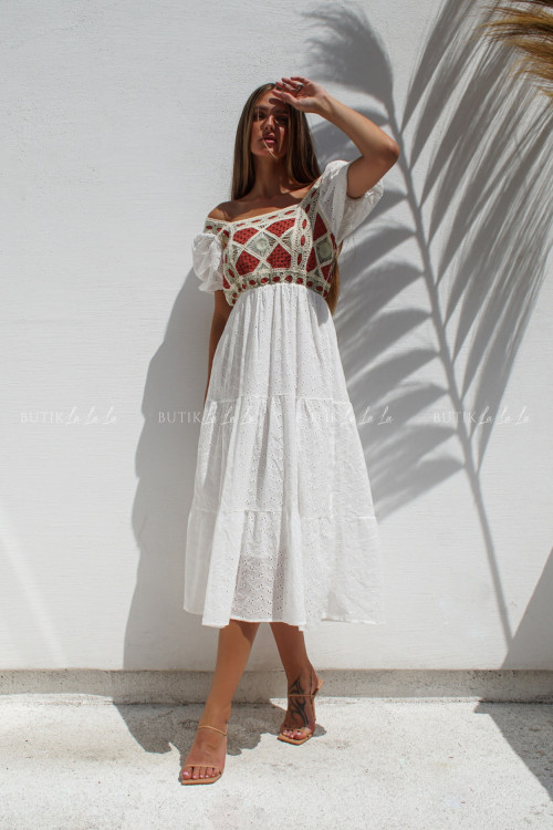 Sukienka midi ażurowa biała Nicolas 4