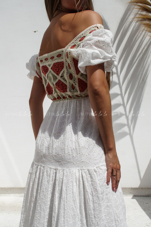 Sukienka midi ażurowa biała Nicolas 2