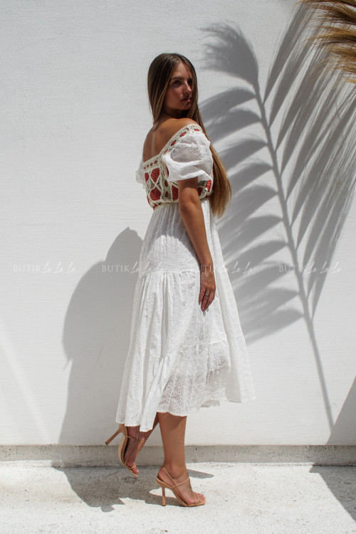 Sukienka midi ażurowa biała Nicolas 5
