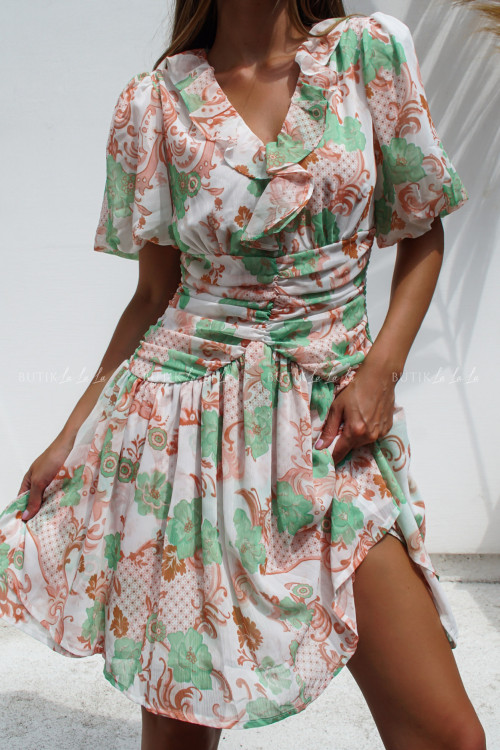 sukienka biała w kwiatowy print Emotion