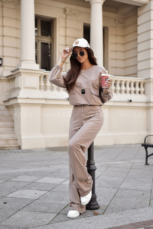 Komplet bawełniany ciemno beżowy Neron 1