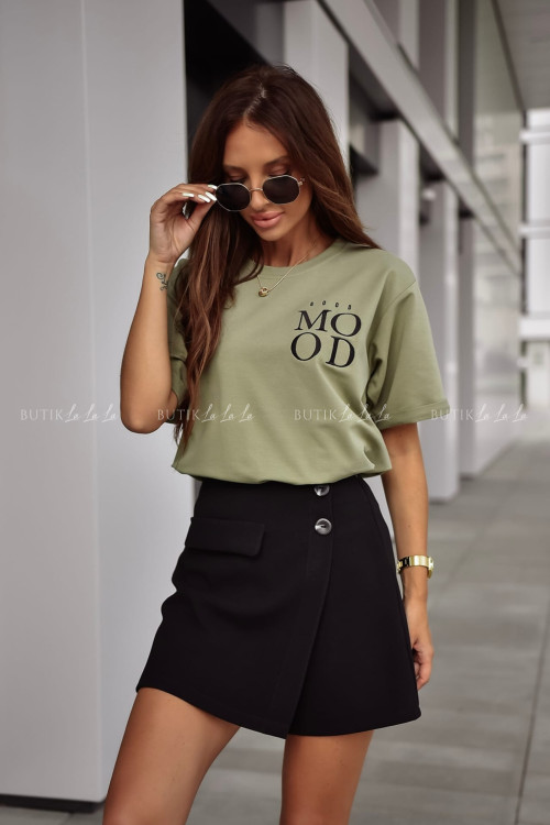 Bluzka khaki z napisem Good Mood 1