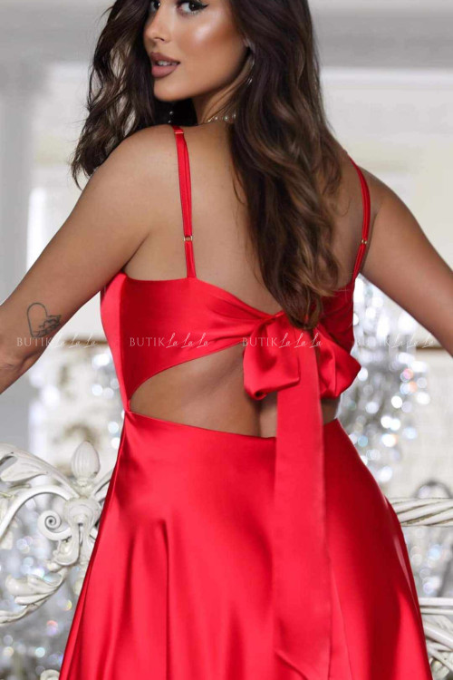 Sukienka maxi satynowa czerwona Giovanna 3