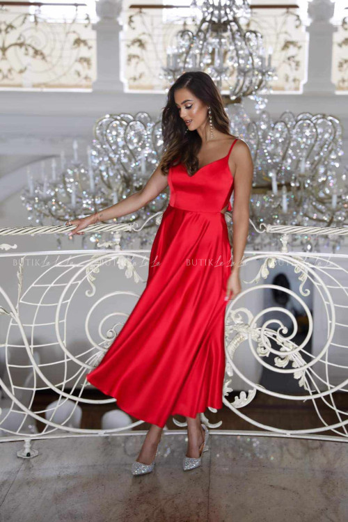 Sukienka maxi satynowa czerwona Giovanna 4