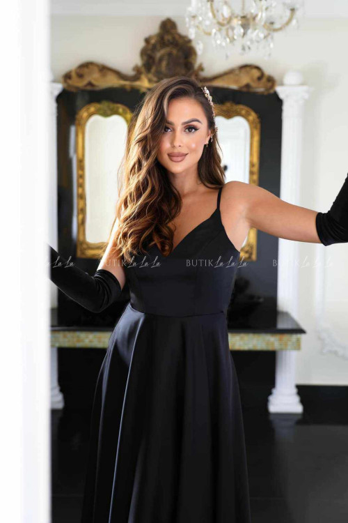 Sukienka maxi satynowa czarna Giovanna 2