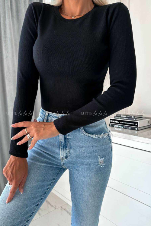 Bluzka prążkowana bawełniana czarna Micca